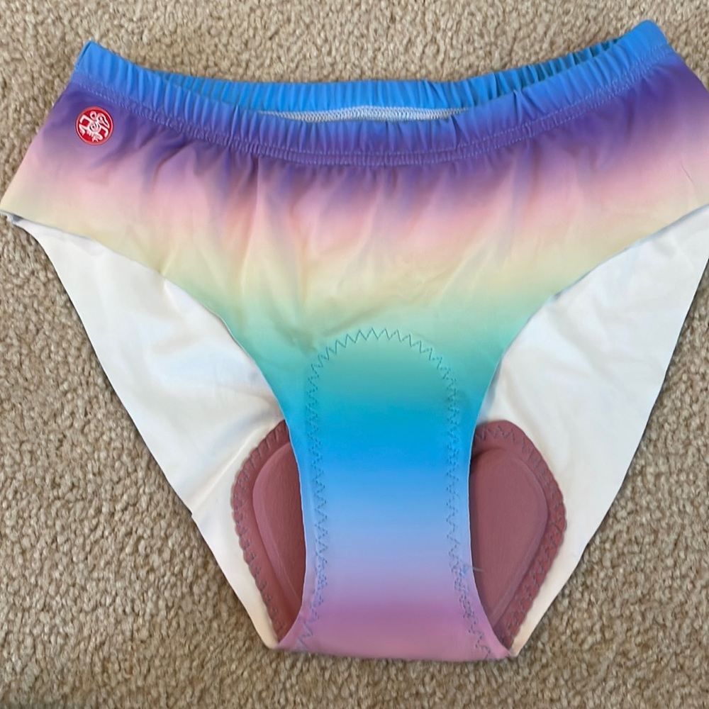 Padded cycling bikini panties, rainbow colors large
